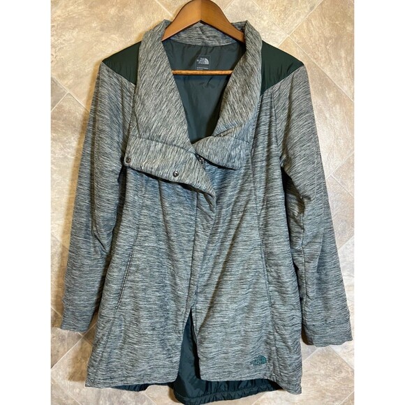 The North Face Jacket Women's Size M Green Long Pseudio Cowlneck Full Zip Puffer - Picture 5 of 13